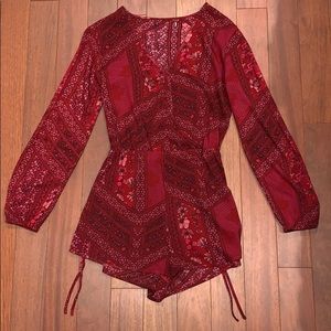 Long sleeve pink/red romper